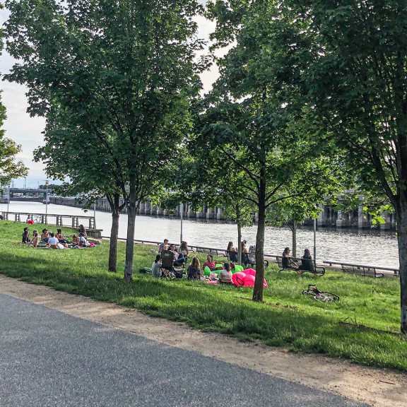 Picnicking on Schuylkill Banks 