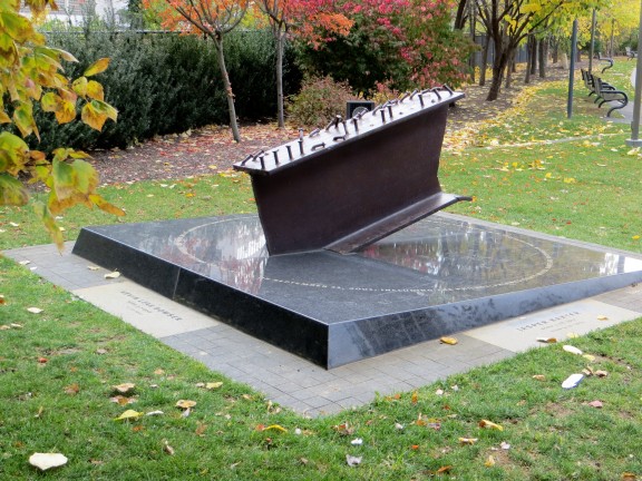 memorial with steel from the world trade center