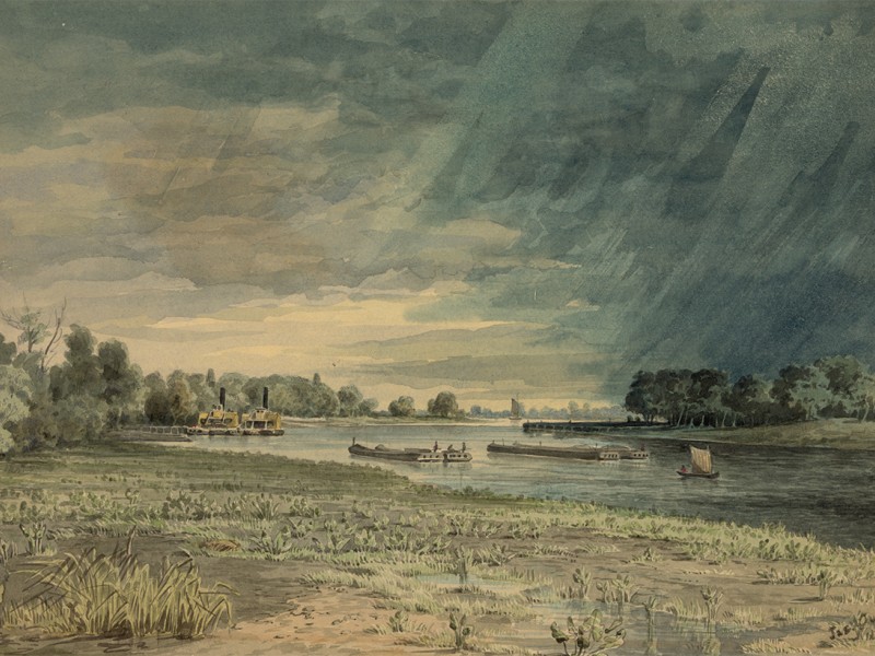 1858 drawing by James Fuller Queen from Grays Ferry looking south.